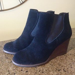 Lucky Brand suede leather wedge booties